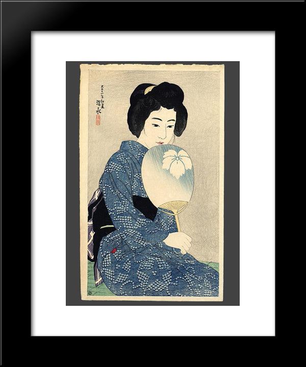 In A Yukata 20x24 Black Modern Wood Framed Art Print Poster by Shinsui, Ito