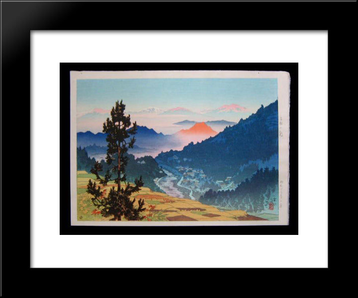 Morning At Kambayashi 20x24 Black Modern Wood Framed Art Print Poster by Shinsui, Ito