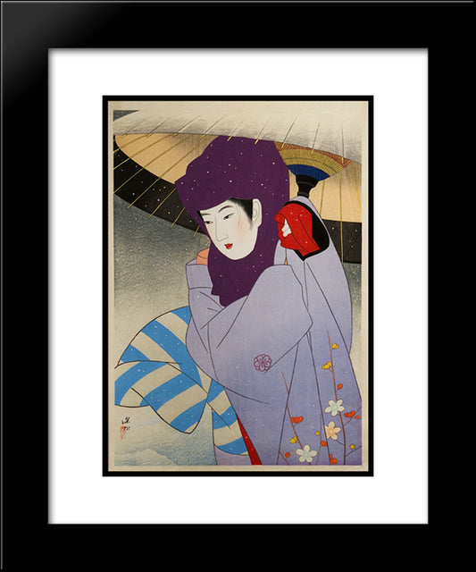 Okoso Hood 20x24 Black Modern Wood Framed Art Print Poster by Shinsui, Ito