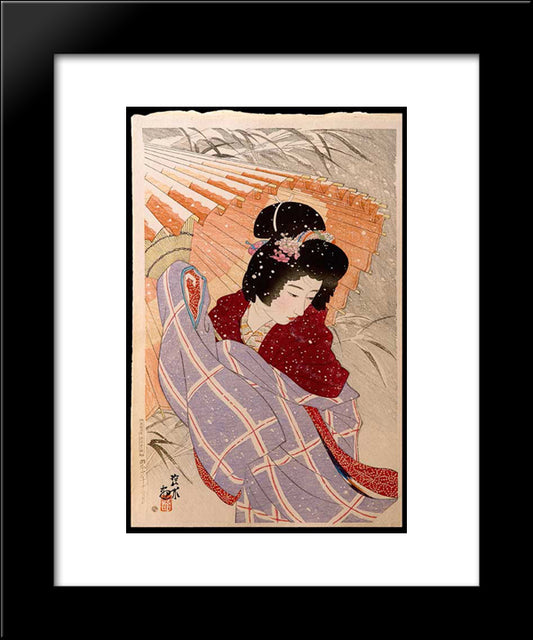 The Snow Storm 20x24 Black Modern Wood Framed Art Print Poster by Shinsui, Ito