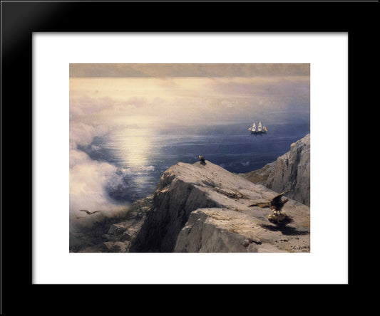 A Rocky Coastal Landscape In The Aegean 20x24 Black Modern Wood Framed Art Print Poster by Aivazovsky, Ivan