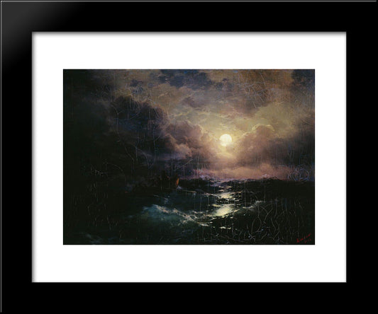 After The Storm. Moonrise 20x24 Black Modern Wood Framed Art Print Poster by Aivazovsky, Ivan