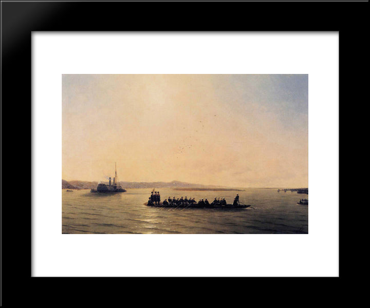 Alexander Ii Crossing The Danube 20x24 Black Modern Wood Framed Art Print Poster by Aivazovsky, Ivan