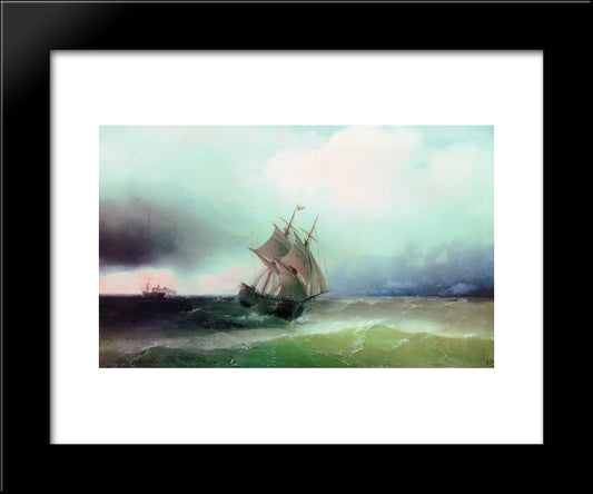 Approximation Of The Storm 20x24 Black Modern Wood Framed Art Print Poster by Aivazovsky, Ivan