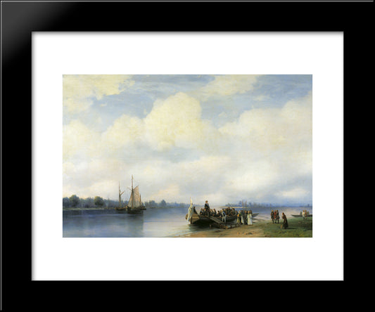 Arrival Of Peter I On The Neva 20x24 Black Modern Wood Framed Art Print Poster by Aivazovsky, Ivan