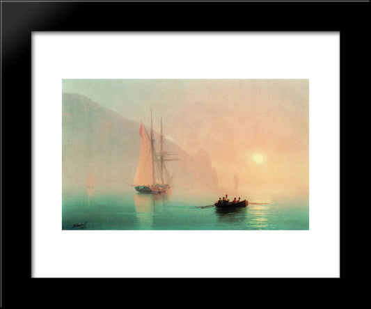 Ayu-Dag On A Foggy Day 20x24 Black Modern Wood Framed Art Print Poster by Aivazovsky, Ivan