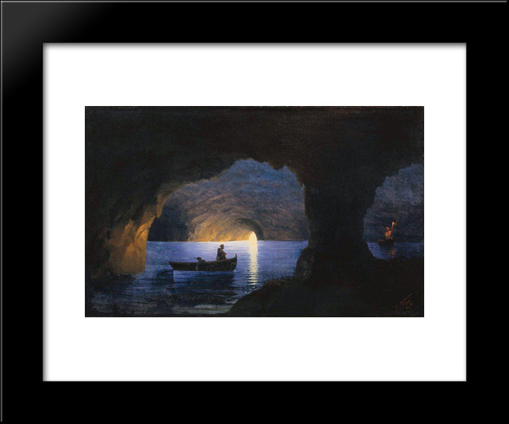 Azure Grotto. Naples 20x24 Black Modern Wood Framed Art Print Poster by Aivazovsky, Ivan