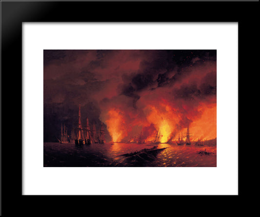 Battle Of Sinop 20x24 Black Modern Wood Framed Art Print Poster by Aivazovsky, Ivan