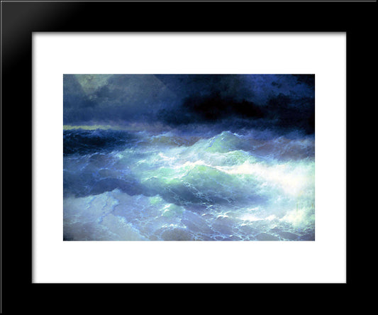 Between The Waves 20x24 Black Modern Wood Framed Art Print Poster by Aivazovsky, Ivan