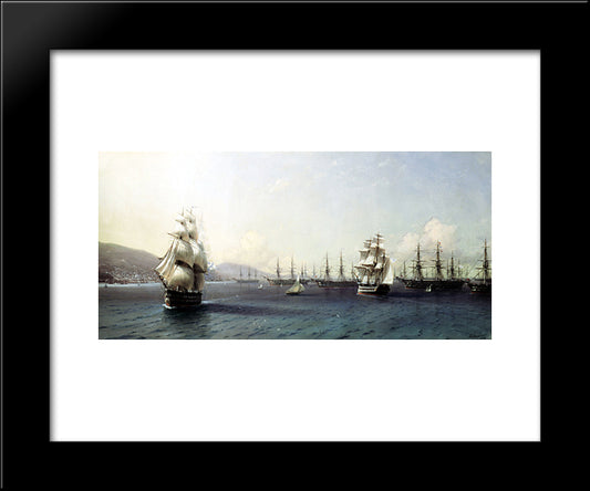 Black Sea Fleet In The Bay Of Feodosia, Just Before The Crimean War 20x24 Black Modern Wood Framed Art Print Poster by Aivazovsky, Ivan