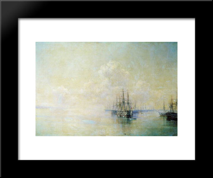 Black Sea Fleet Squadron Before Going On The Raid Sevastopol 20x24 Black Modern Wood Framed Art Print Poster by Aivazovsky, Ivan