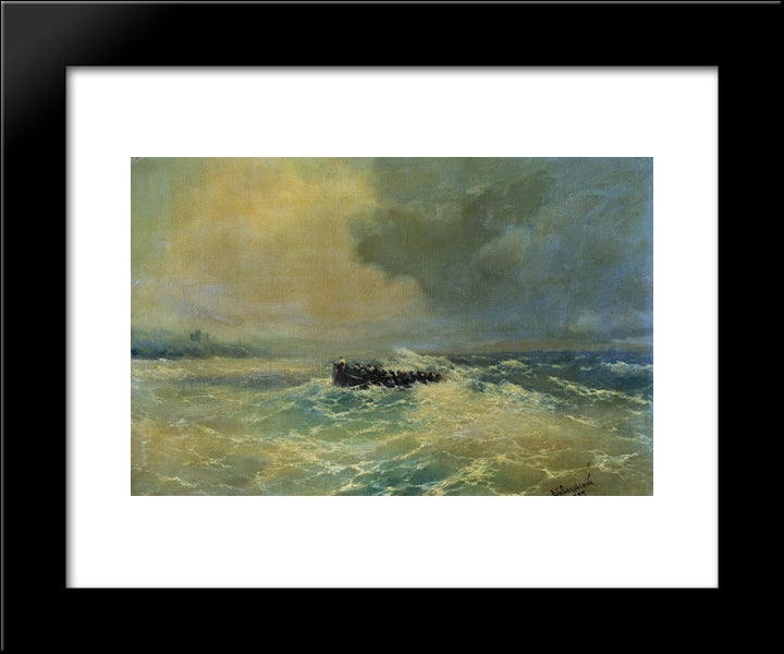 Boat At Sea 20x24 Black Modern Wood Framed Art Print Poster by Aivazovsky, Ivan