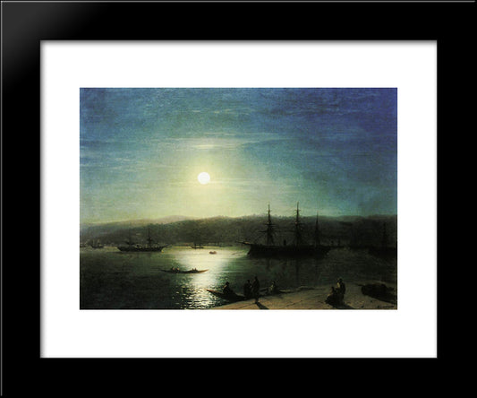 Bosphorus By Moonlight 20x24 Black Modern Wood Framed Art Print Poster by Aivazovsky, Ivan