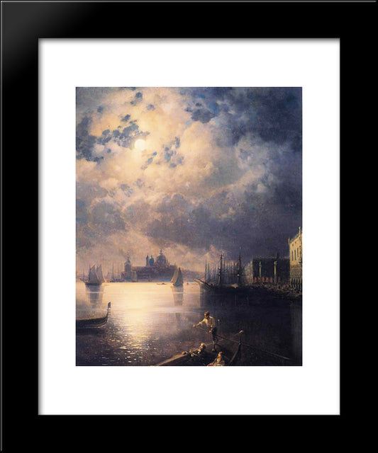 Byron In Venice 20x24 Black Modern Wood Framed Art Print Poster by Aivazovsky, Ivan