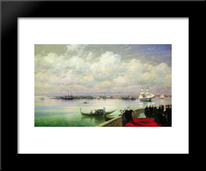 Byron Visiting Mhitarists On Island Of St. Lazarus In Venice 20x24 Black Modern Wood Framed Art Print Poster by Aivazovsky, Ivan