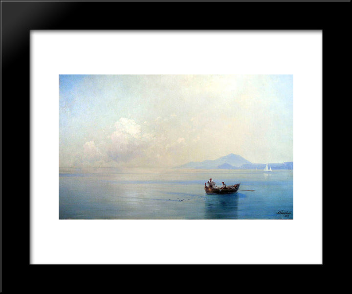 Calm Sea. Landscape With Fishermen 20x24 Black Modern Wood Framed Art Print Poster by Aivazovsky, Ivan