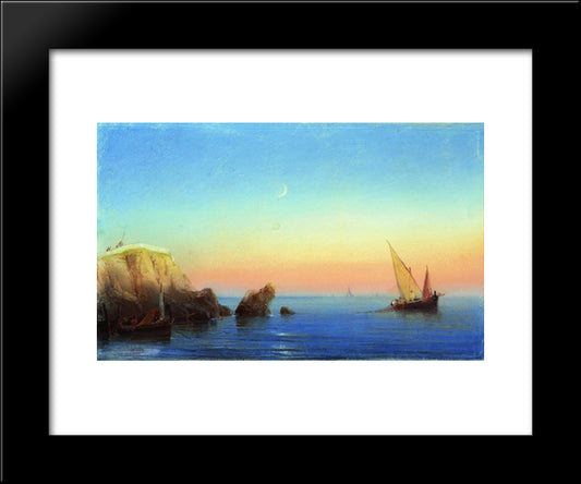 Calm Sea. Rocky Coast 20x24 Black Modern Wood Framed Art Print Poster by Aivazovsky, Ivan