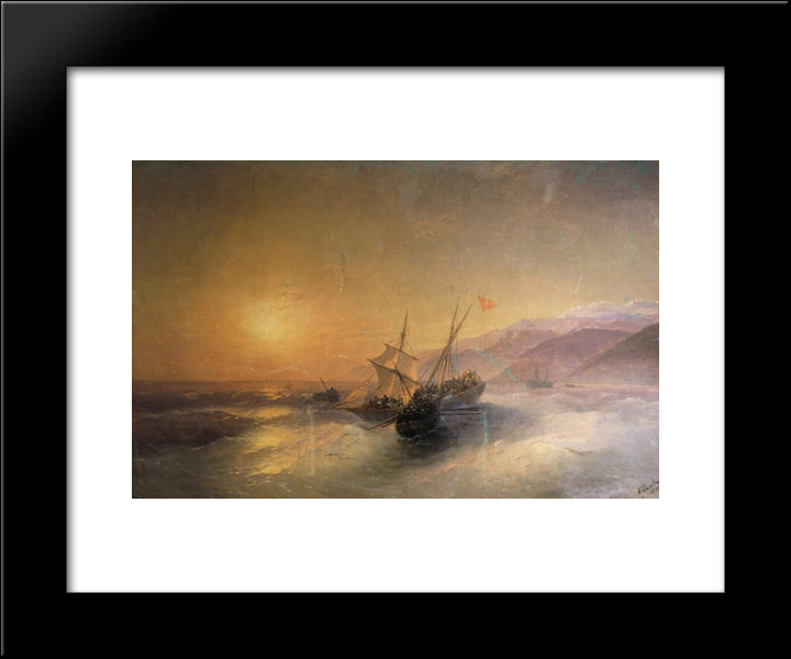 Capture Turkish Kocherma 20x24 Black Modern Wood Framed Art Print Poster by Aivazovsky, Ivan