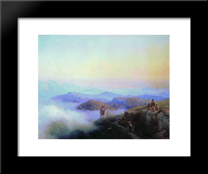 Chains Of The Caucasus Mountains 20x24 Black Modern Wood Framed Art Print Poster by Aivazovsky, Ivan