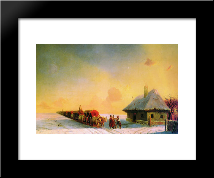 Chumaks In Little Russia 20x24 Black Modern Wood Framed Art Print Poster by Aivazovsky, Ivan