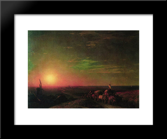 Chumaks Waggons 20x24 Black Modern Wood Framed Art Print Poster by Aivazovsky, Ivan