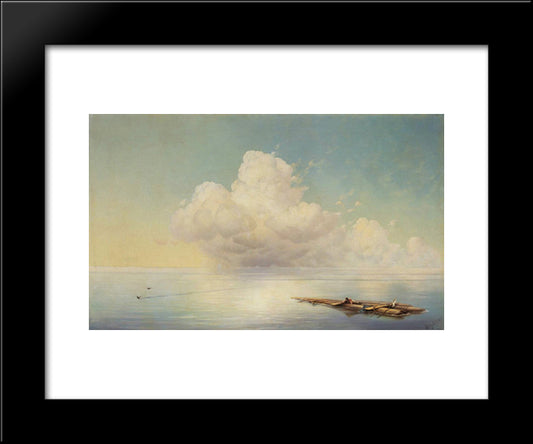 Cloud Over The Calm Sea 20x24 Black Modern Wood Framed Art Print Poster by Aivazovsky, Ivan