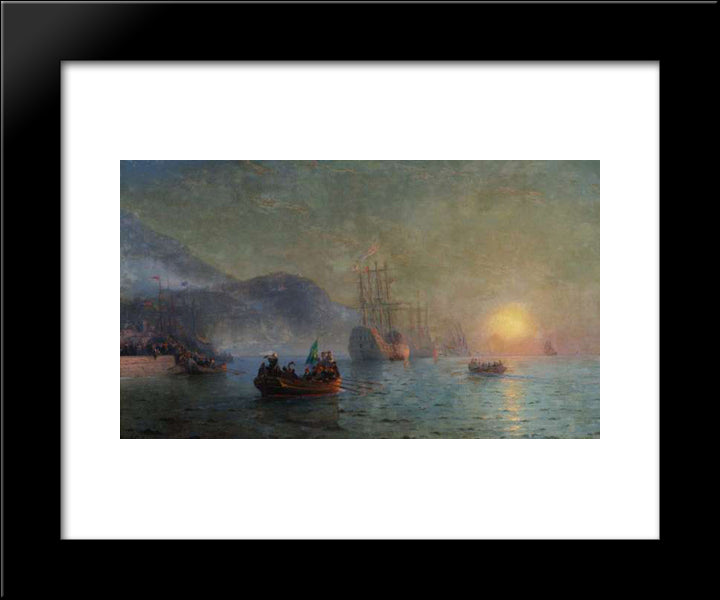 Columbus Sailing From Palos 20x24 Black Modern Wood Framed Art Print Poster by Aivazovsky, Ivan