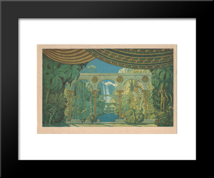 Chernomor'S Gardens. Sketches Of Scenery For Mikhail Glinka'S Ruslan And Ludmilla 20x24 Black Modern Wood Framed Art Print Poster by Bilibin, Ivan