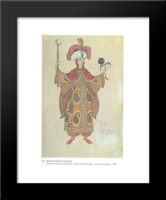 Costume Design For The Opera, The Golden Cockerel, By Nikolai Rimsky-Korsakov 20x24 Black Modern Wood Framed Art Print Poster by Bilibin, Ivan