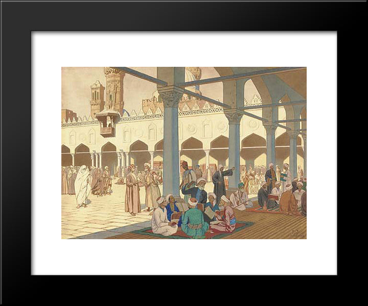 Courtyard Of Al-Azhar Mosque And University Complex In Cairo 20x24 Black Modern Wood Framed Art Print Poster by Bilibin, Ivan