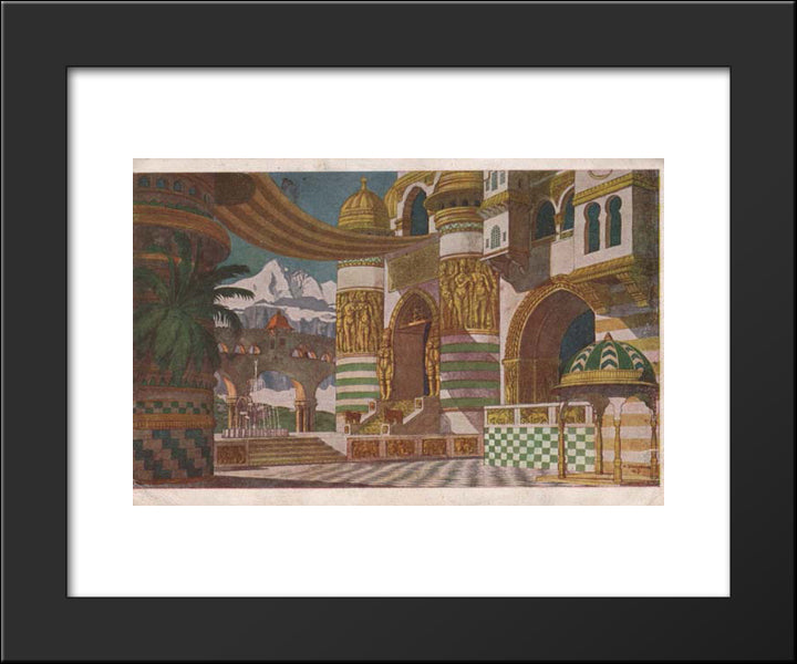 Palace Of Chernomor. Sketches Of Scenery For Mikhail Glinka'S Ruslan And Ludmilla 20x24 Black Modern Wood Framed Art Print Poster by Bilibin, Ivan