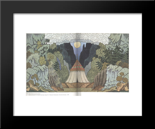 Sketch For The Opera, 'The Golden Cockerel', By Nikolai Rimsky-Korsakov 20x24 Black Modern Wood Framed Art Print Poster by Bilibin, Ivan