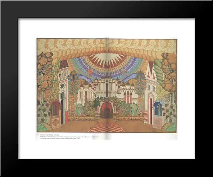 Sketch For The Opera Legend Of The Invisible City Of Kitezh And Maiden Fevronia By Nikolai Rimsky-Korsakov 20x24 Black Modern Wood Framed Art Print Poster by Bilibin, Ivan