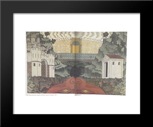 Sketch For The Spectacle, The Action Of Theophile 20x24 Black Modern Wood Framed Art Print Poster by Bilibin, Ivan
