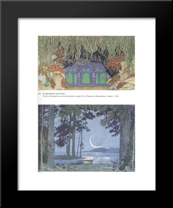 Sketches Of Scenery For Sadko By Nikolai Rimsky-Korsakov 20x24 Black Modern Wood Framed Art Print Poster by Bilibin, Ivan