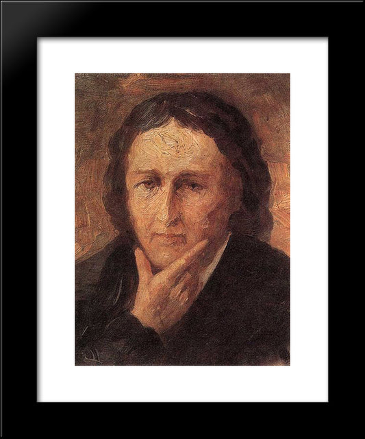 Portrait Of France Preseren 20x24 Black Modern Wood Framed Art Print Poster by Grohar, Ivan