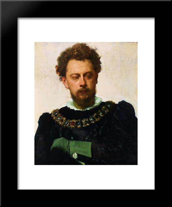 Actor Alexander Lensky Pavlovich As Petruchio Inshakespeare'S Taming Of The Shrew 20x24 Black Modern Wood Framed Art Print Poster by Kramskoy, Ivan