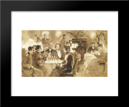 At The Restaurant 20x24 Black Modern Wood Framed Art Print Poster by Kramskoy, Ivan