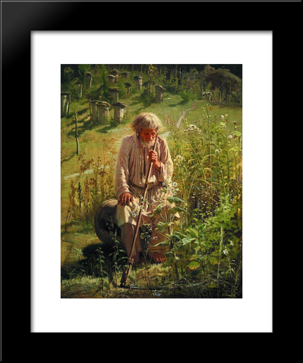 Beekeeper 20x24 Black Modern Wood Framed Art Print Poster by Kramskoy, Ivan