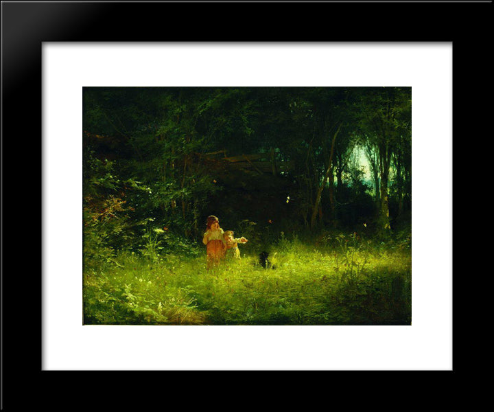 Children In The Forest 20x24 Black Modern Wood Framed Art Print Poster by Kramskoy, Ivan