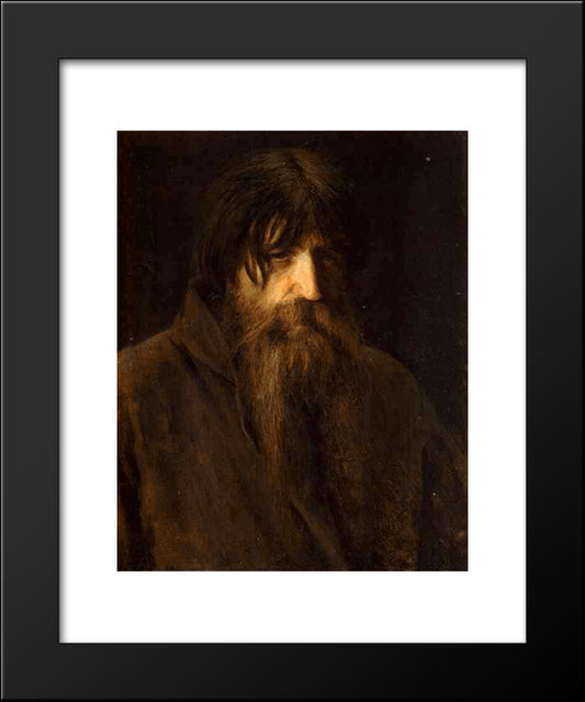 Head Of An Old Peasant (Study) 20x24 Black Modern Wood Framed Art Print Poster by Kramskoy, Ivan