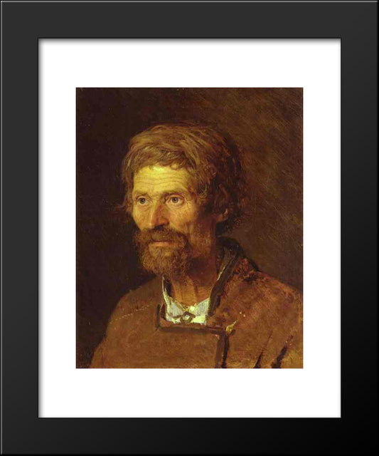 Head Of An Old Ukranian Peasant 20x24 Black Modern Wood Framed Art Print Poster by Kramskoy, Ivan