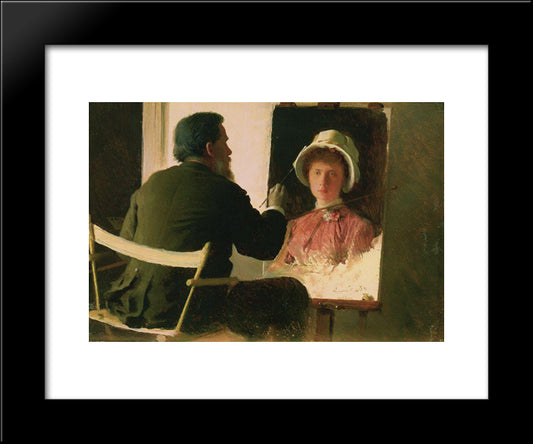 Kramsky, Who Writes A Portrait Of His Daughter, Sofia Ivanovna Archaeology From Marriage Juncker 20x24 Black Modern Wood Framed Art Print Poster by Kramskoy, Ivan