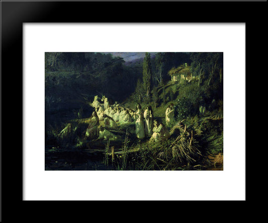 Mermaids 20x24 Black Modern Wood Framed Art Print Poster by Kramskoy, Ivan