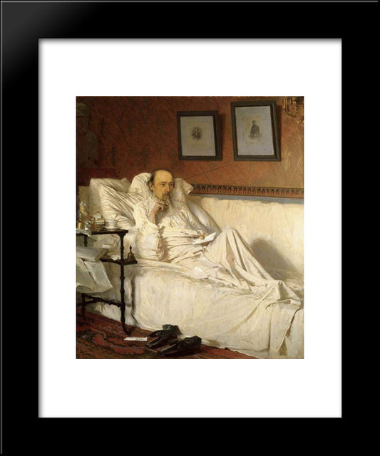 N.A. Nekrasov, During The Last Songs 20x24 Black Modern Wood Framed Art Print Poster by Kramskoy, Ivan