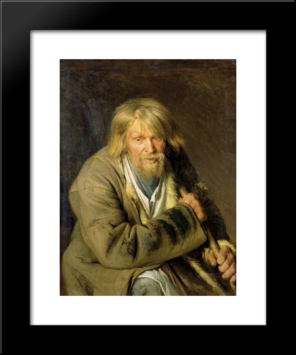 Old Man With A Crutch 20x24 Black Modern Wood Framed Art Print Poster by Kramskoy, Ivan