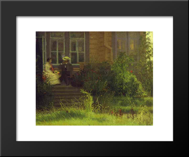 On The Balkony Siverskaya 20x24 Black Modern Wood Framed Art Print Poster by Kramskoy, Ivan