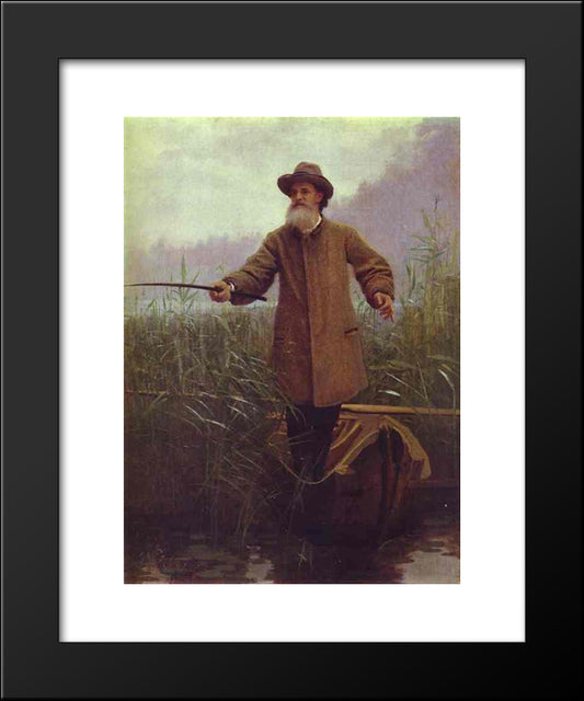 Poet Apollon Nikolaevich Maikov 20x24 Black Modern Wood Framed Art Print Poster by Kramskoy, Ivan