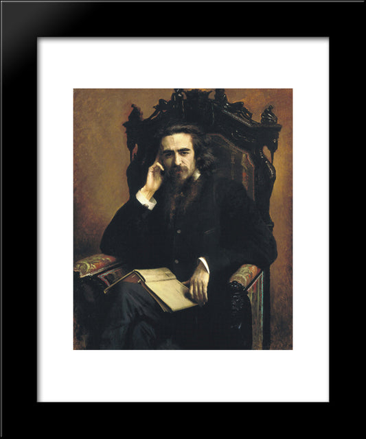 Portarait Of Philosopher Vladimir Solovyov 20x24 Black Modern Wood Framed Art Print Poster by Kramskoy, Ivan