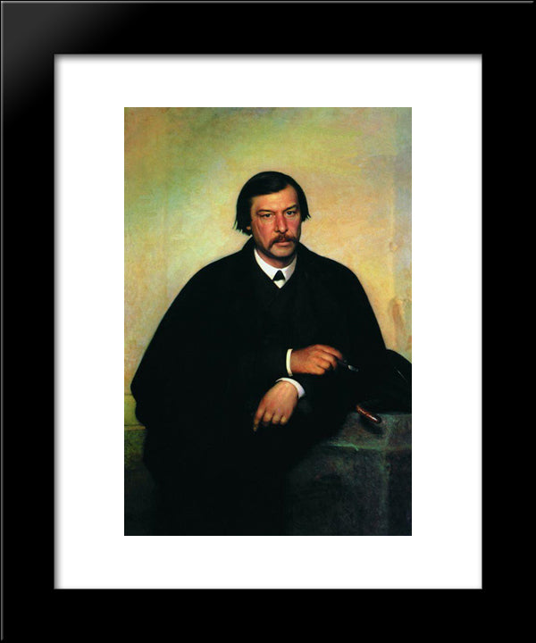 Portrait Artist And Photographer Of Mikhail Borisovich Tulinova 20x24 Black Modern Wood Framed Art Print Poster by Kramskoy, Ivan